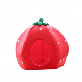 Strawberry Cat House Που Πλένεται Μαλακό Ανθεκτικό Αποσπώμενη Φωλιά Κατοικίδιων Φθινοπωρινή Χειμερινή Αξεσουάρ Για Κατοικίδια Παχύ Κρεβάτι Για