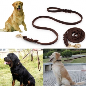 2m Long Leather Braided Pet Dog Training Leash Lead Rope Pet Dog Slip P-leash Walking