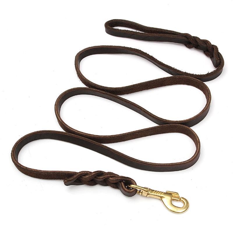 2m Long Leather Braided Pet Dog Training Leash Lead Rope Pet Dog Slip P-leash Walking