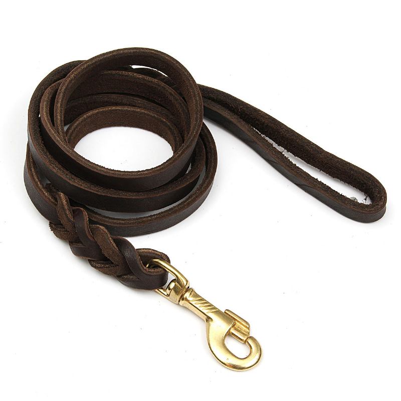 2m Long Leather Braided Pet Dog Training Leash Lead Rope Pet Dog Slip P-leash Walking