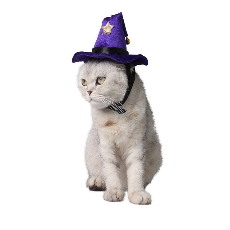 Αξεσουάρ Halloween Purple Cat Supplies Party Ρυθμιζόμενο Σταυρό Φόρεμα Καπέλο Για Κατοικίδια