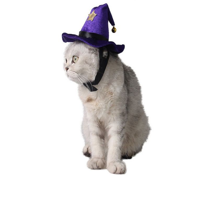 Αξεσουάρ Halloween Purple Cat Supplies Party Ρυθμιζόμενο Σταυρό Φόρεμα Καπέλο Για Κατοικίδια