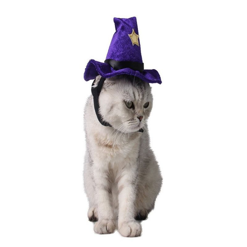 Αξεσουάρ Halloween Purple Cat Supplies Party Ρυθμιζόμενο Σταυρό Φόρεμα Καπέλο Για Κατοικίδια