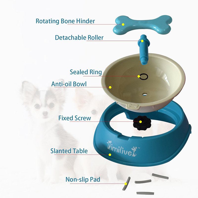 Bone Rotary Anti Choke Bowl Pet Slow Eating Drink Bowls Healthy Prevent Gluttony Obesity Puzzle