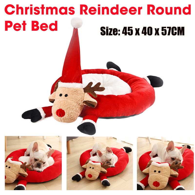 Christmas Reindeer Round Nest Cartoon Cat Dog Universal Kennel Dog Mat