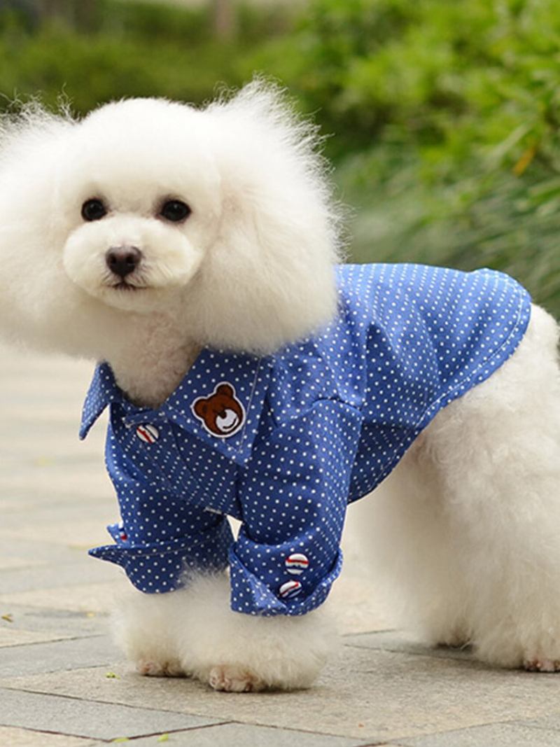 Fashion Dog Denim Dot Πουκάμισα Γιλέκα Casual Βαμβακερά Ρούχα Για Σκύλους Κατοικίδιων Ζώων Cool T-shirt Με Πέτο Για Κουτάβια Γάτες