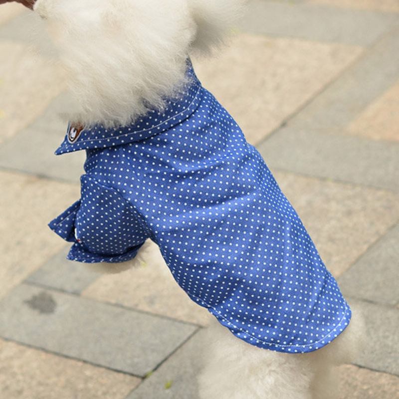 Fashion Dog Denim Dot Πουκάμισα Γιλέκα Casual Βαμβακερά Ρούχα Για Σκύλους Κατοικίδιων Ζώων Cool T-shirt Με Πέτο Για Κουτάβια Γάτες