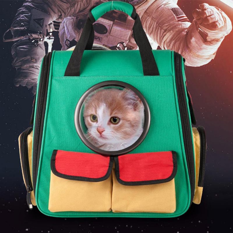 Φορητή Τσάντα Κατοικίδιων Ζώων Καμβάς Space Cat Backpack Κομψό Βολικό Με Άνοιγμα Με Φερμουάρ Για Εξωτερική Χρήση