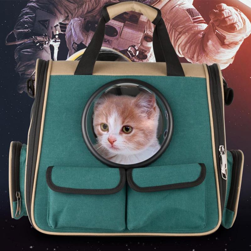 Φορητή Τσάντα Κατοικίδιων Ζώων Καμβάς Space Cat Backpack Κομψό Βολικό Με Άνοιγμα Με Φερμουάρ Για Εξωτερική Χρήση