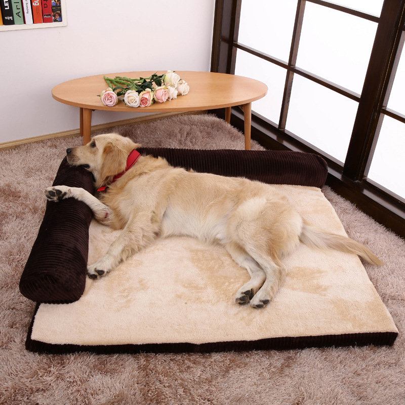 Luxury Corduroy Bolster Pet Dog Καναπές-κρεβάτι Puppy Fleece Κρεβάτι Για Μεγάλο Σκύλο