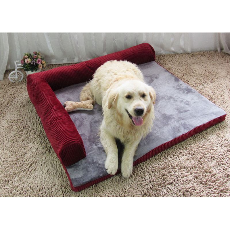 Luxury Corduroy Bolster Pet Dog Καναπές-κρεβάτι Puppy Fleece Κρεβάτι Για Μεγάλο Σκύλο