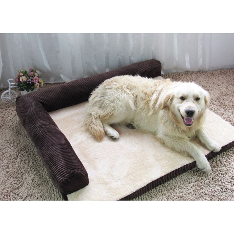 Luxury Corduroy Bolster Pet Dog Καναπές-κρεβάτι Puppy Fleece Κρεβάτι Για Μεγάλο Σκύλο