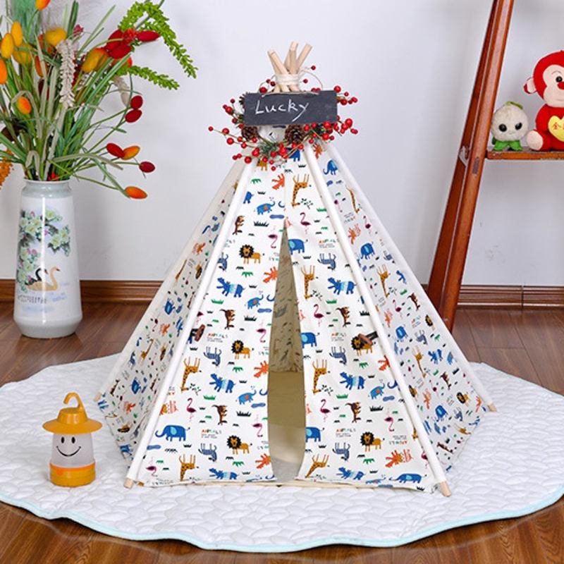 Pets Teepee Tent Dogs Home Canvas Pretend Παίξτε Playhouse Tipi Outdoor Indoor