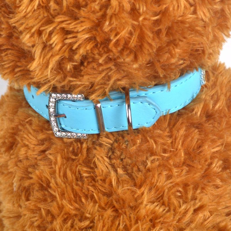 Στρας Diamante Crystal Band Pu Leather Bling Puppy Dog Collar Pet Pet Tag