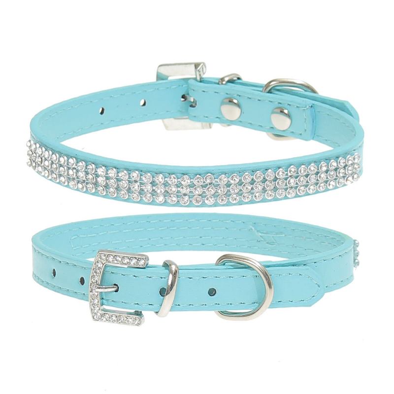 Στρας Diamante Crystal Band Pu Leather Bling Puppy Dog Collar Pet Pet Tag