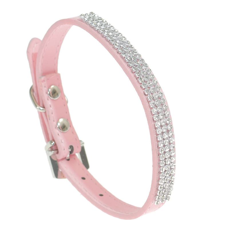 Στρας Diamante Crystal Band Pu Leather Bling Puppy Dog Collar Pet Pet Tag