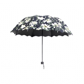 Τριπλή Πτυσσόμενη Αντιανεμική Ομπρέλα Ταξιδιού Anti-uv Sun Classic Tender Lily Umbrella