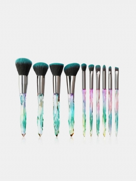 10 Τμχ Crystal Brushes Makeup Set Flat Brush Lip Concealer Facial Beauty Tools