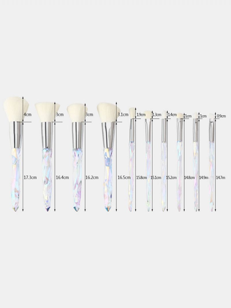 10 Τμχ Crystal Brushes Makeup Set Flat Brush Lip Concealer Facial Beauty Tools