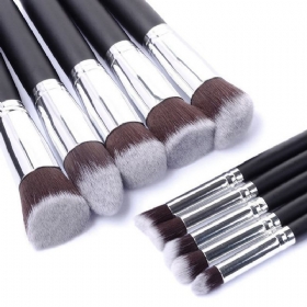 10 Τμχ Πινέλα Μακιγιάζ Σετ Cosmetic Foundation Eyeshadow Eyeliner Lip Powder Brush