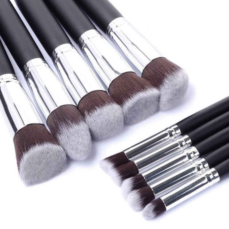 10 Τμχ Πινέλα Μακιγιάζ Σετ Cosmetic Foundation Eyeshadow Eyeliner Lip Powder Brush