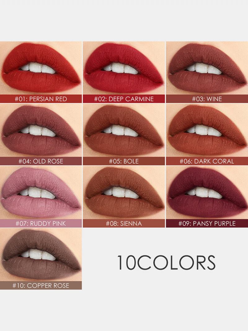 10 Χρώματα Velvet Matte Lip Glaze Αδιάβροχο Χωρίς Σημάδια Lip Gloss Cosmetic