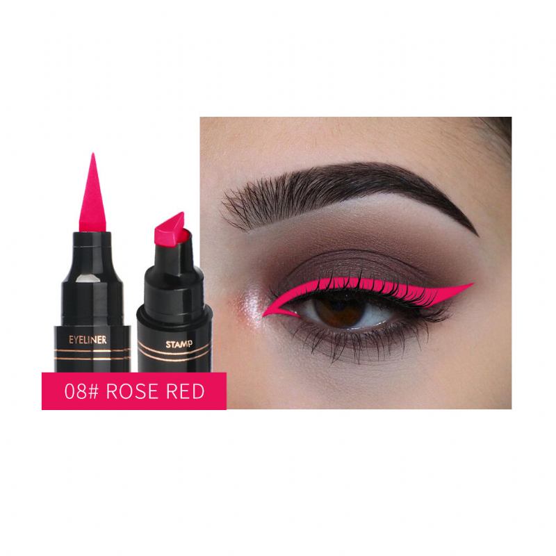 12 Χρώματα Double Head Eyeliner Pen Fluorescence Liquid Triangle Stamp Στυλό Μακιγιάζ Ματιών