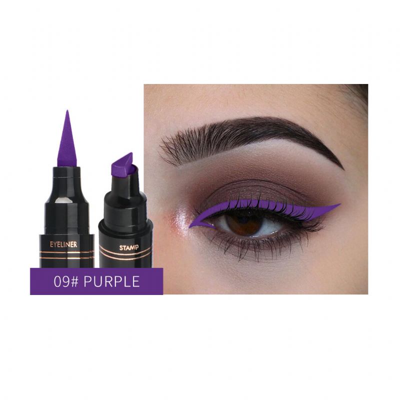 12 Χρώματα Double Head Eyeliner Pen Fluorescence Liquid Triangle Stamp Στυλό Μακιγιάζ Ματιών