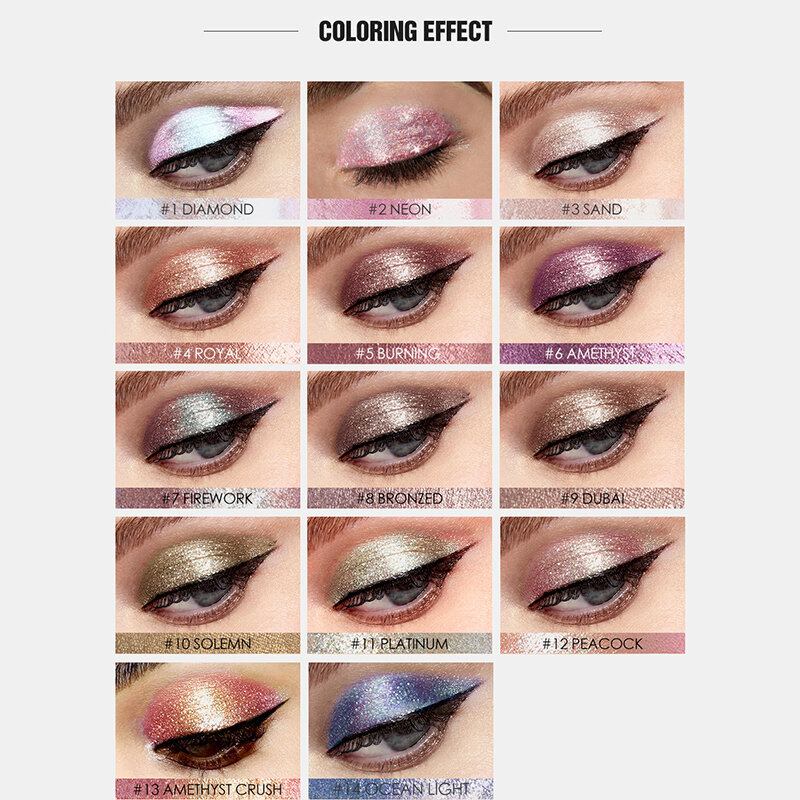 14 Χρώματα Liquid Eyeshadow Sequins Earth Color Shimmer Brighten Makeup Αδιάβροχη Σκιά Ματιών