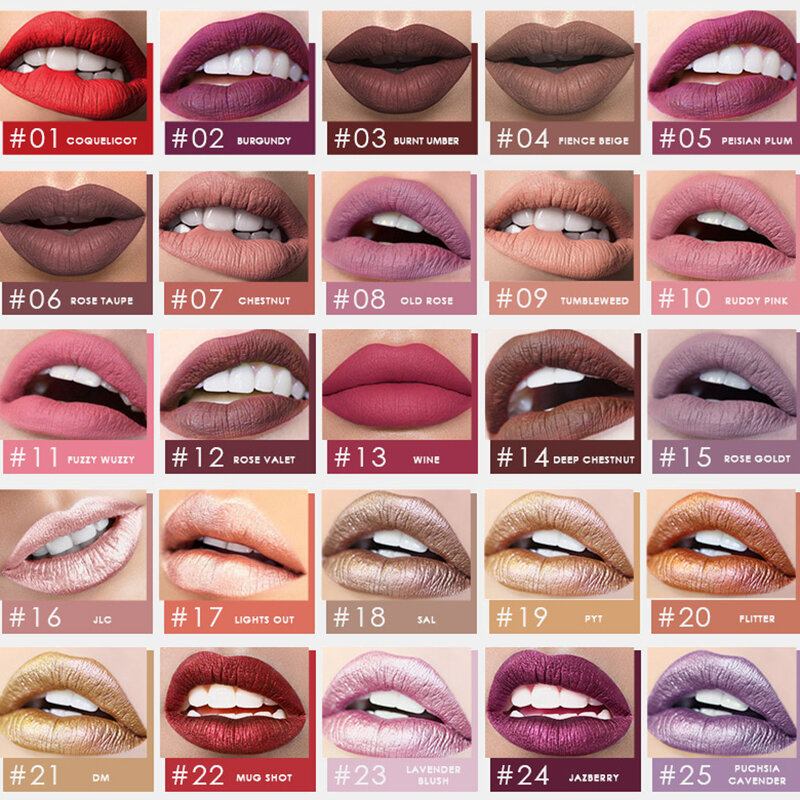 25 Χρώματα Matte Lip Gloss Αδιάβροχο Αντικολλητικό Κύπελλο Lip Glaze Lip Cosmetic