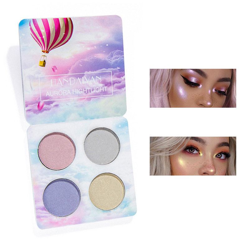 4 Colors Highlight Palette Shimmer Glitter Eye Shadow Glow Face Powder Cosmetic