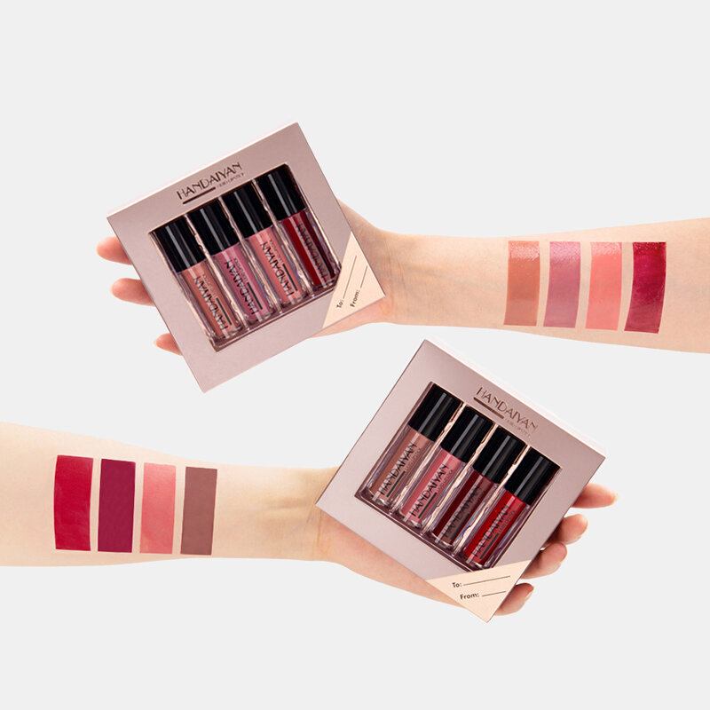 4 Τμχ Liquid Lip Gloss Set Natural Moisturizer Αδιάβροχο Αντικολλητικό Κύπελλο Matte Mirror Lip Glaze Kit