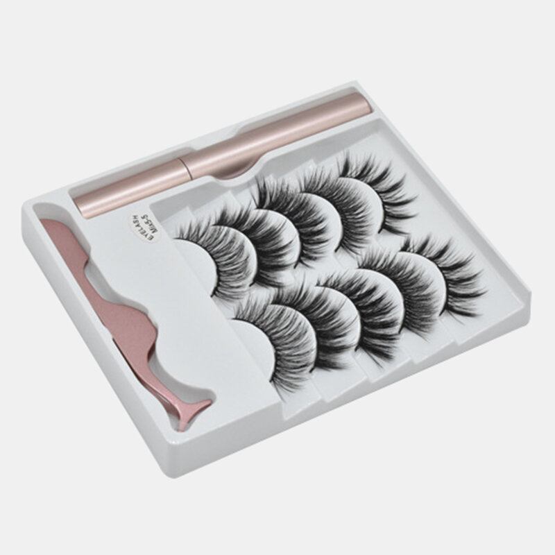 5 Pairs Magnetic False Eyelashes Liquid Eyeliner Set Magnets Natural Extension Μαγνητικό Μακιγιάζ Διαρκείας