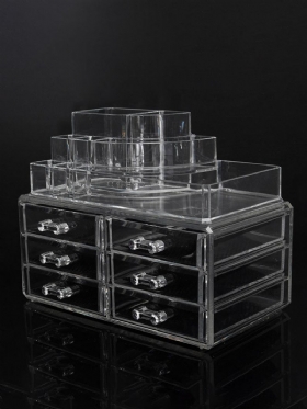 6 Συρτάρια Clear Acrylic Organizer Jewelry Cosmetic Display