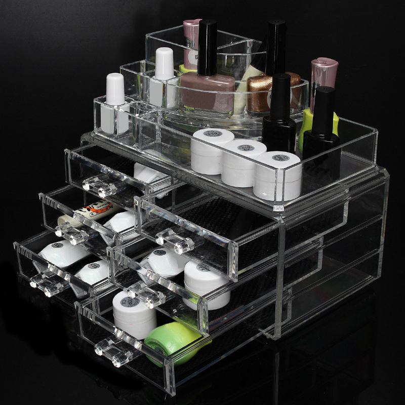 6 Συρτάρια Clear Acrylic Organizer Jewelry Cosmetic Display