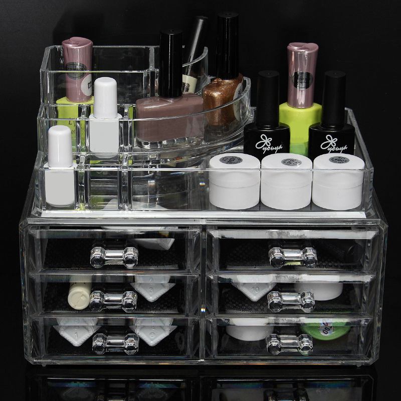 6 Συρτάρια Clear Acrylic Organizer Jewelry Cosmetic Display