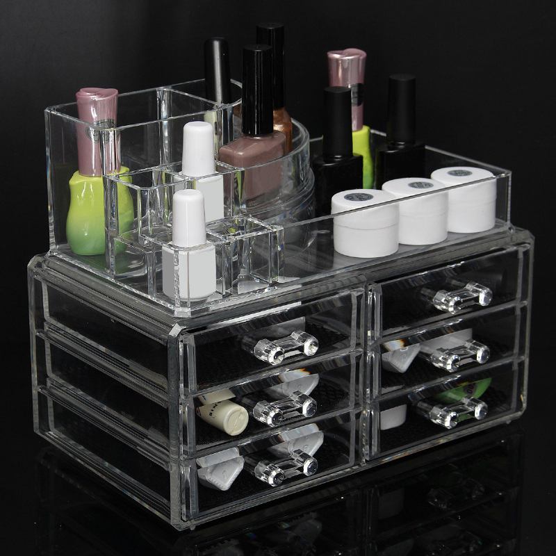 6 Συρτάρια Clear Acrylic Organizer Jewelry Cosmetic Display