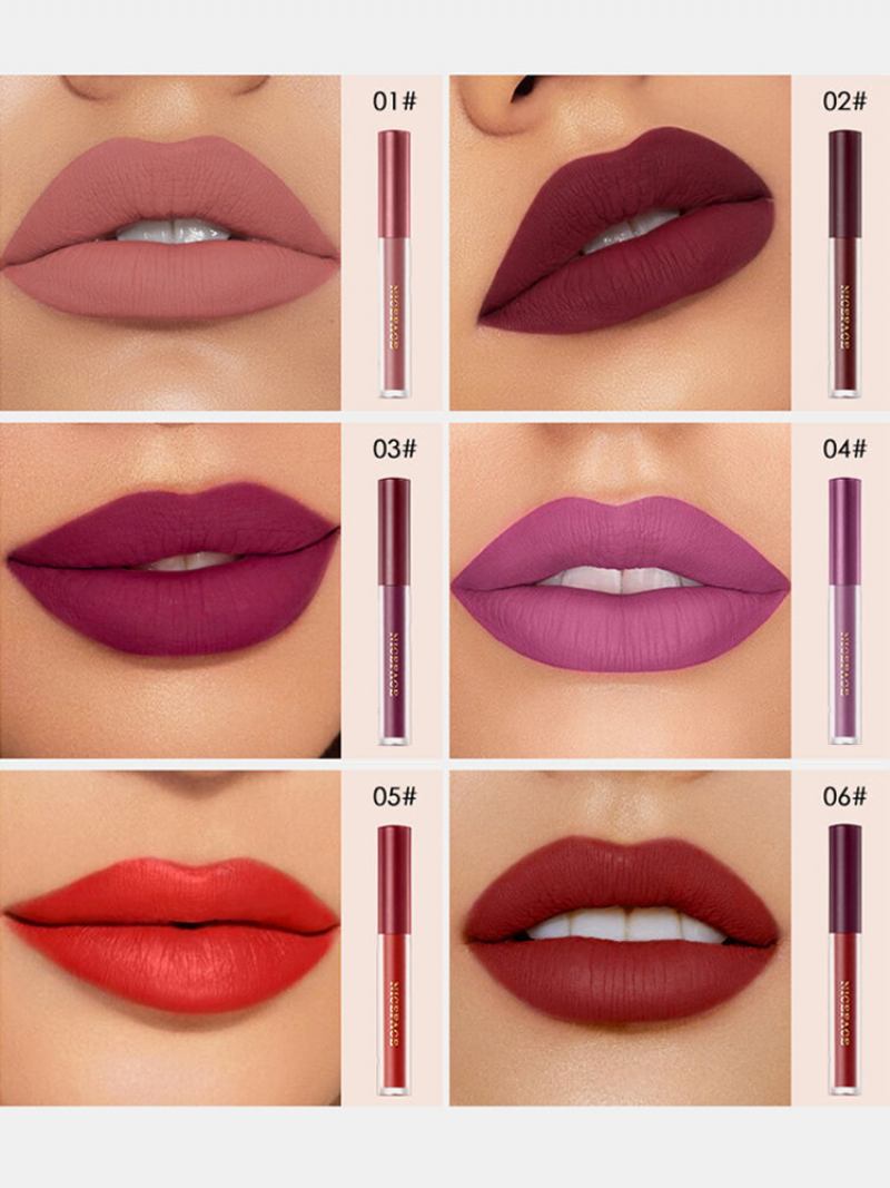 6 Τμχ Σετ Ματ Lip Glaze Velvet Αντικολλητικό Φλιτζάνι Αδιάβροχο Lip Gloss Lip Makeup