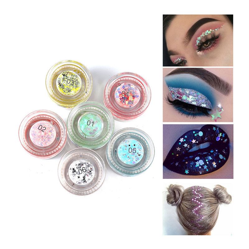 6 Χρώματα Shimmer Eyeshadow Gel Big Sequins Eye Shadow Cream Σκιά Ματιών Μακράς Διαρκείας