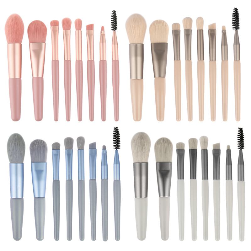 8 Τμχ/σετ Φορητά Πινέλα Μακιγιάζ Σετ Mini Foundation Loose Powder Eyeshadow Eyelash Brush Kit Εργαλείο