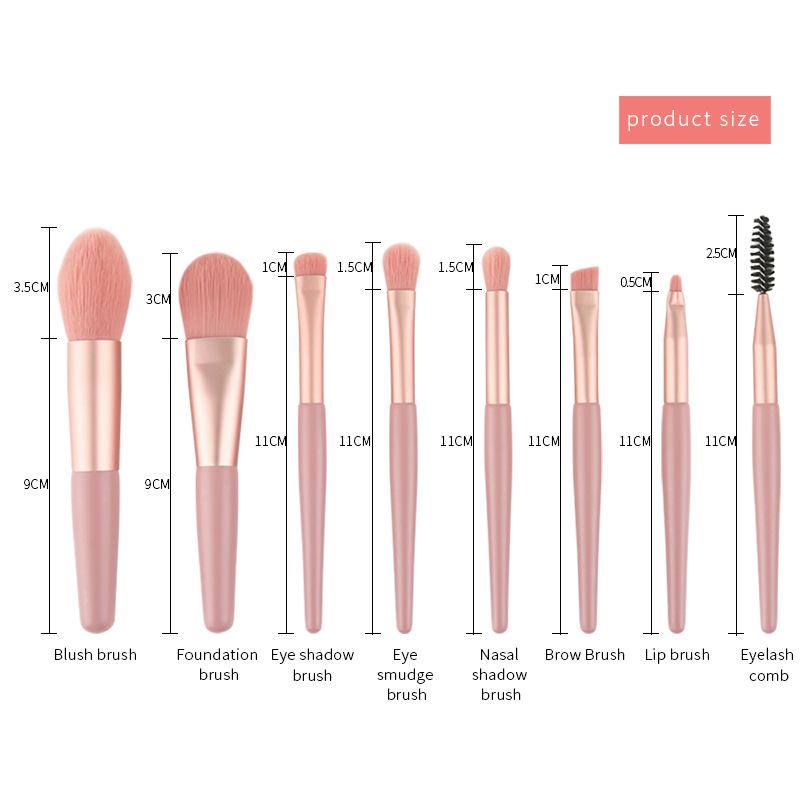 8 Τμχ/σετ Φορητά Πινέλα Μακιγιάζ Σετ Mini Foundation Loose Powder Eyeshadow Eyelash Brush Kit Εργαλείο