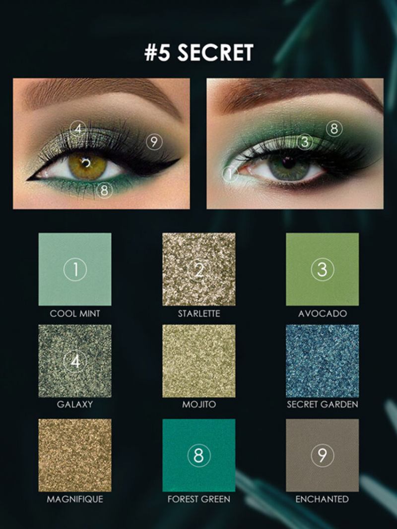 9 Χρώματα Avocado Eyeshadow Palette Matte Glitter Αδιάβροχο Μακιγιάζ Ματιών