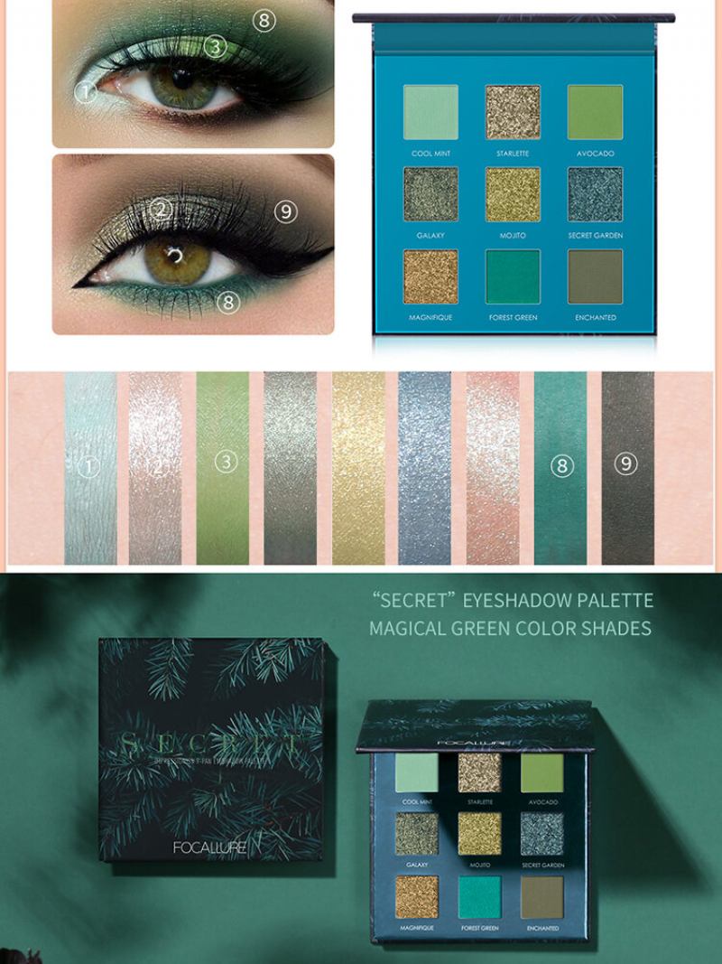 9 Χρώματα Avocado Eyeshadow Palette Matte Glitter Αδιάβροχο Μακιγιάζ Ματιών