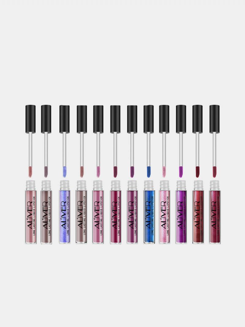 Aliver Matte Liquid Lipstick Metallic Lip Gloss Cosmetic Αδιάβροχο Μακράς Διαρκείας Nude Pigments Lips