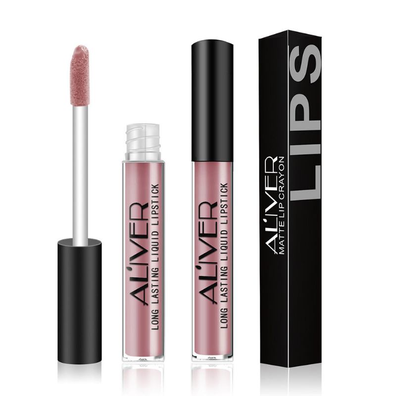 Aliver Matte Liquid Lipstick Metallic Lip Gloss Cosmetic Αδιάβροχο Μακράς Διαρκείας Nude Pigments Lips