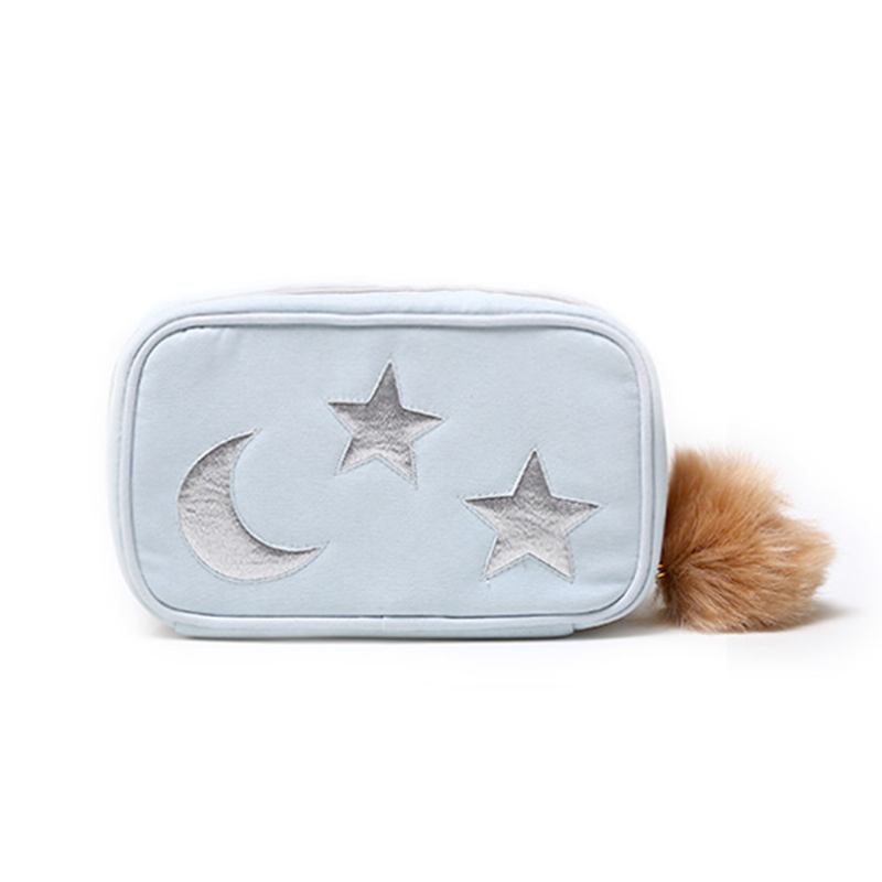 Big Hair Ball Φορητή Τσάντα Καλλυντικών Cute Star Moon Διακόσμηση Ορθογώνιας Αποθήκευσης Μικρή Για Κυρία