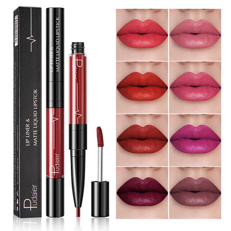 Double Head Matte Lipstick Μακράς Διαρκείας Velvet Liner Full Color Lip Gloss Lip Makeup Pen