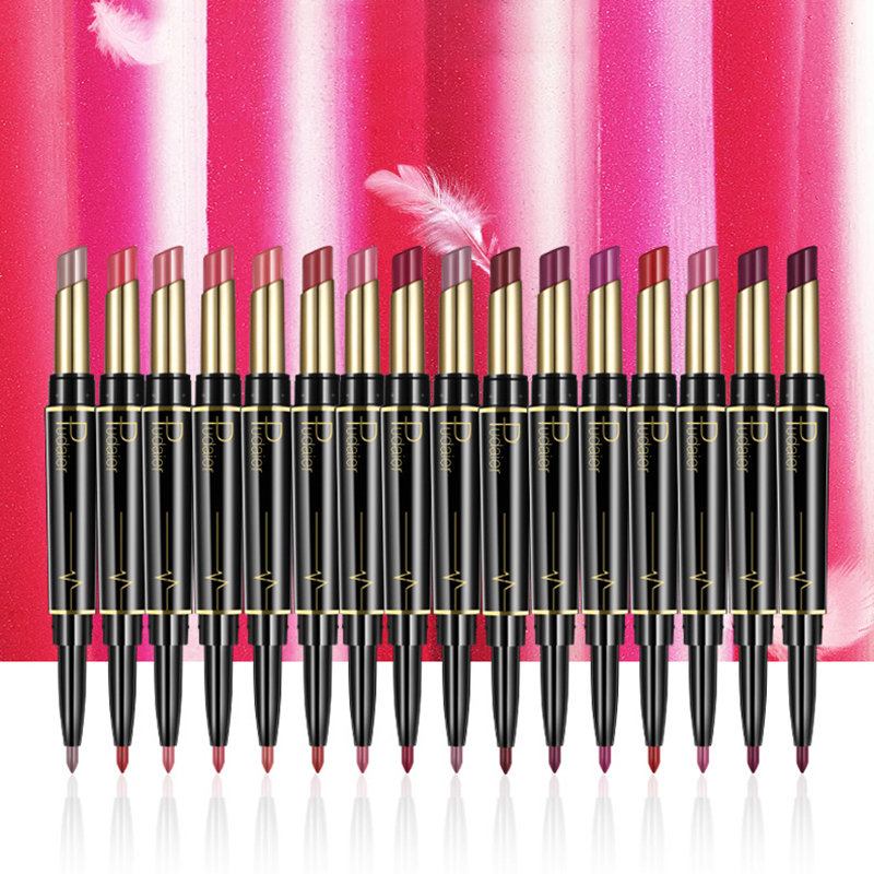 Double Head Πολύχρωμο Lipstick Lip Liner Στυλό Μακράς Διαρκείας Ενυδατικό Lip Stick Pen Lip Makeup