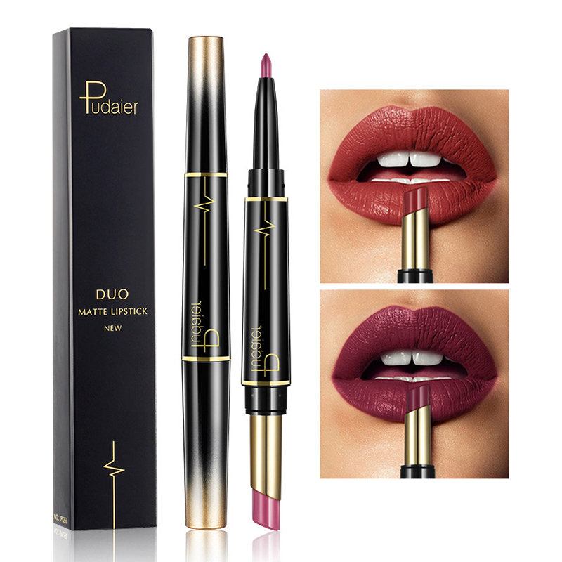 Double Head Πολύχρωμο Lipstick Lip Liner Στυλό Μακράς Διαρκείας Ενυδατικό Lip Stick Pen Lip Makeup