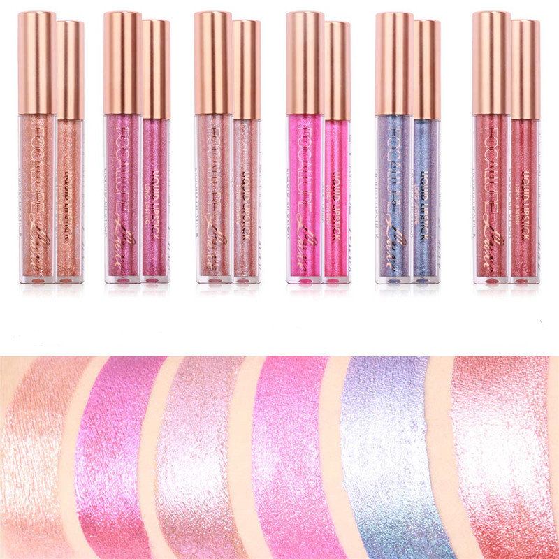 Focallure Glitter Color Matte Lip Gloss Diamond Sand Sexy Pearl Liquid Lipstick 6 Χρωμάτων